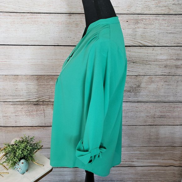 BRIXON IVY AQUA GREEN V-NECK L/S TOP - SMALL - Picture 4 of 13